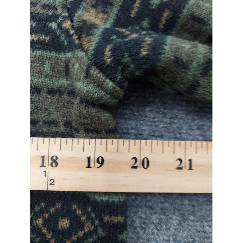 North Face Pullover Sweater Mens Medium Olive Green Fair Isle 1/4 Zip Outdoor